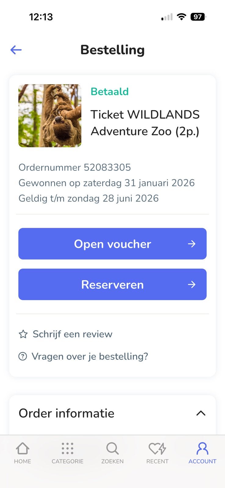 Wildlands tickets geldig tm 28 juni, Twee personen, Ticket of Toegangskaart