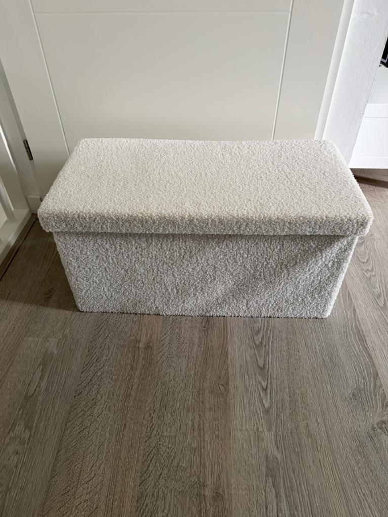 Opvouwbare opbergbox/poef creme, Minder dan 50 cm, Zo goed als nieuw, Rechthoekig, 75 tot 100 cm
