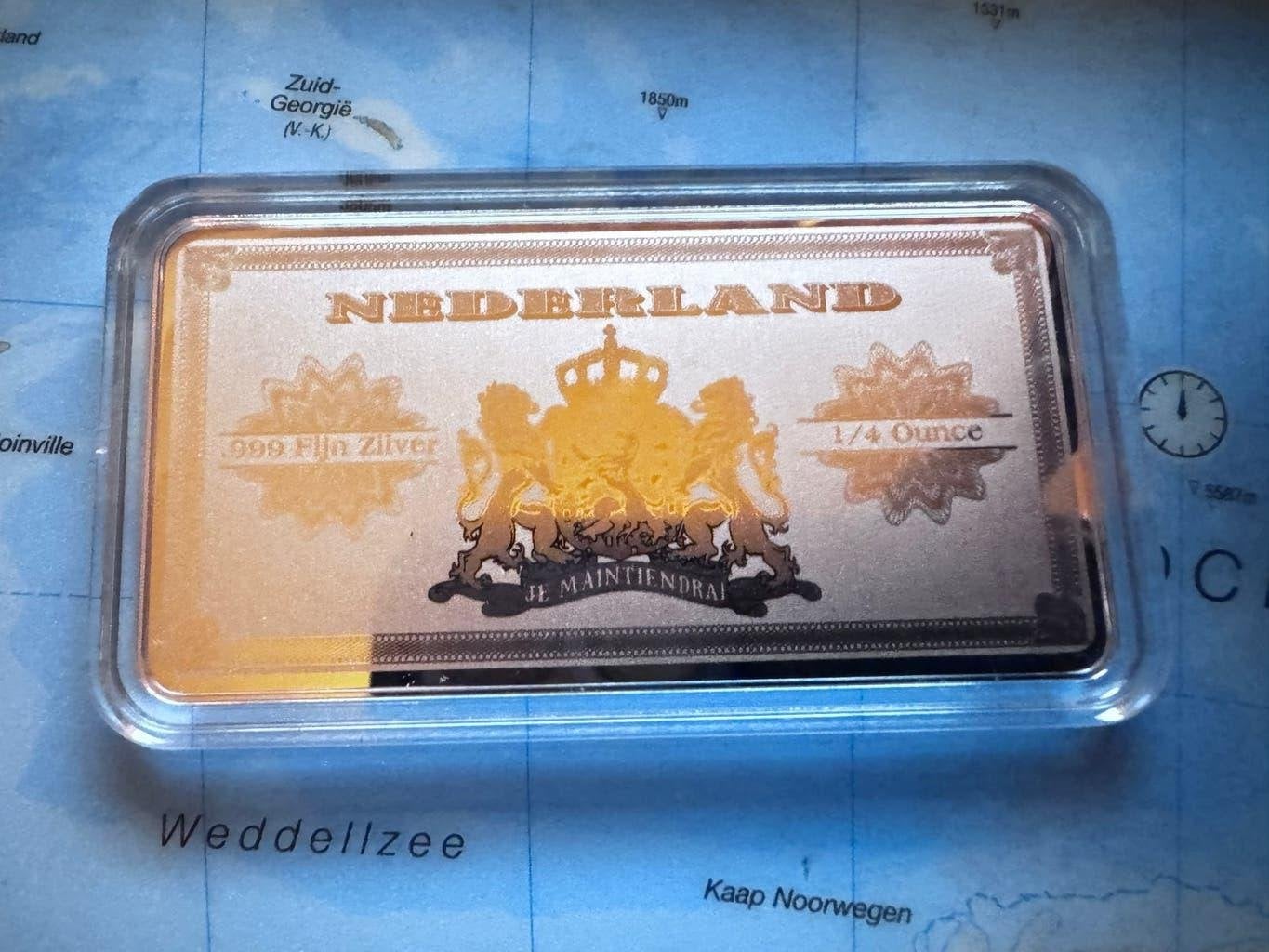 Zilverenbaartje1/4 Ounce Nederlands 10 Gulden biljet, Zilver, Koningin Wilhelmina, Losse munt, Overige waardes