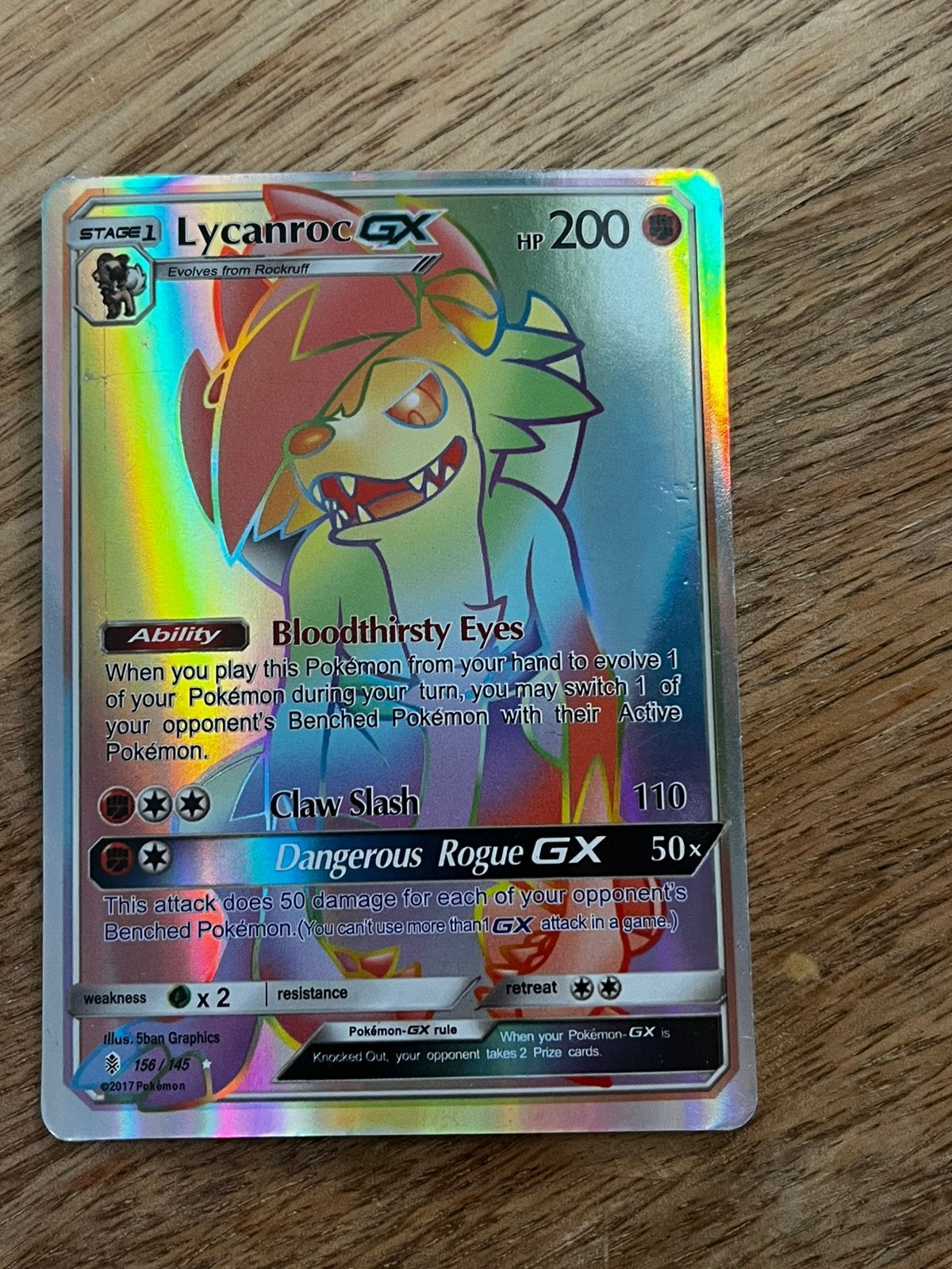 Pokémon kaart Lycanroc-GX kaart (#156/145), Ophalen of Verzenden, Zo goed als nieuw, Losse kaart
