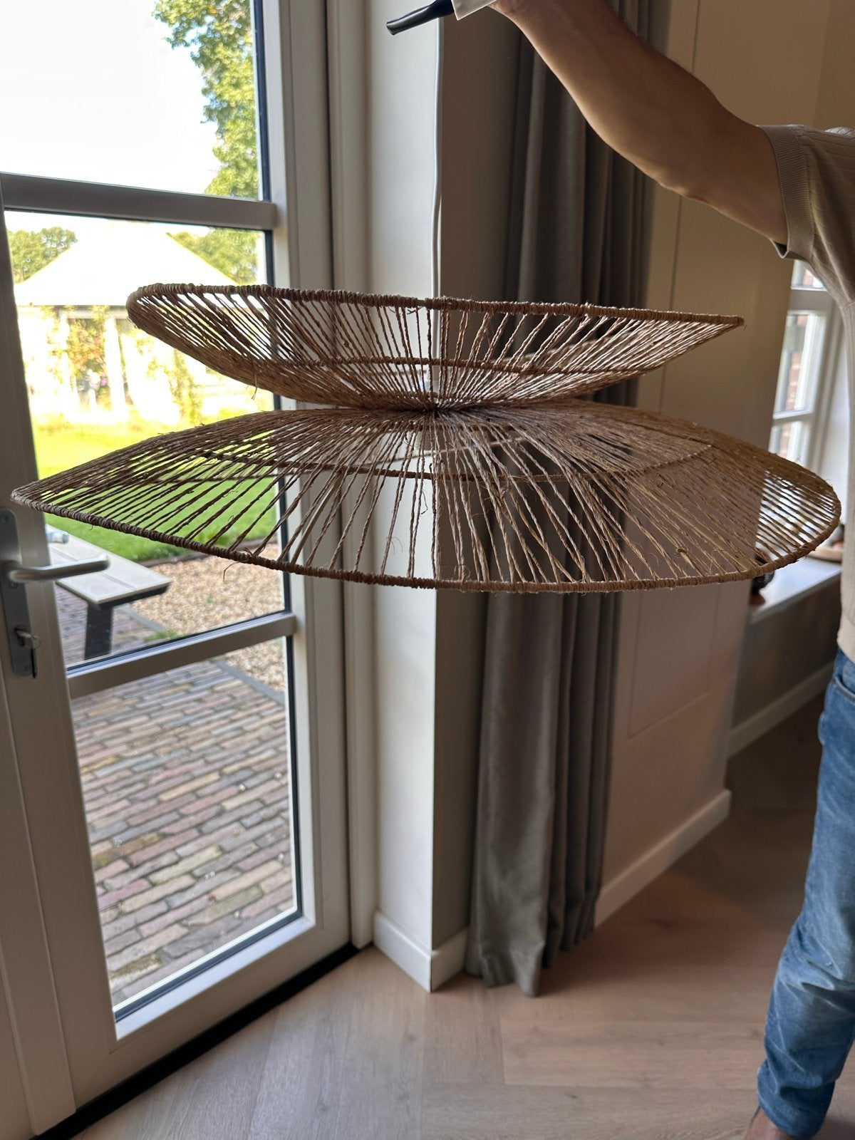 Juten hanglamp Alara - Natuurlijke stijl, Huis en Inrichting, Ophalen, Natuurlijk materiaal, Nieuw, E27 (groot)