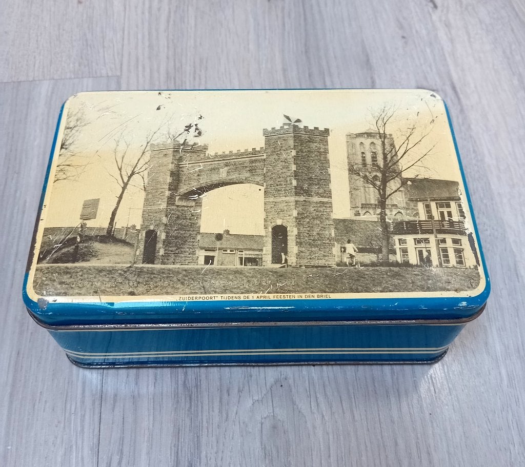 blik Brielle met afbeelding zuiderpoort blauw, Verzenden, Gebruikt, Overige