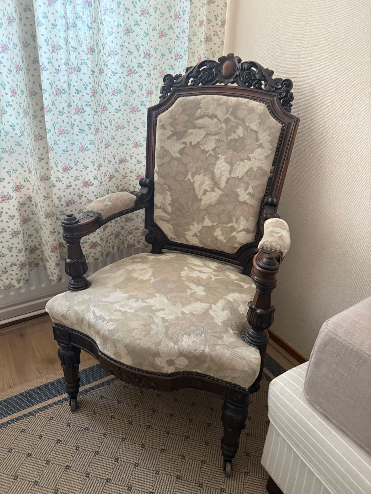Barokke fauteuil met mooie mohair stof, Ophalen of Verzenden