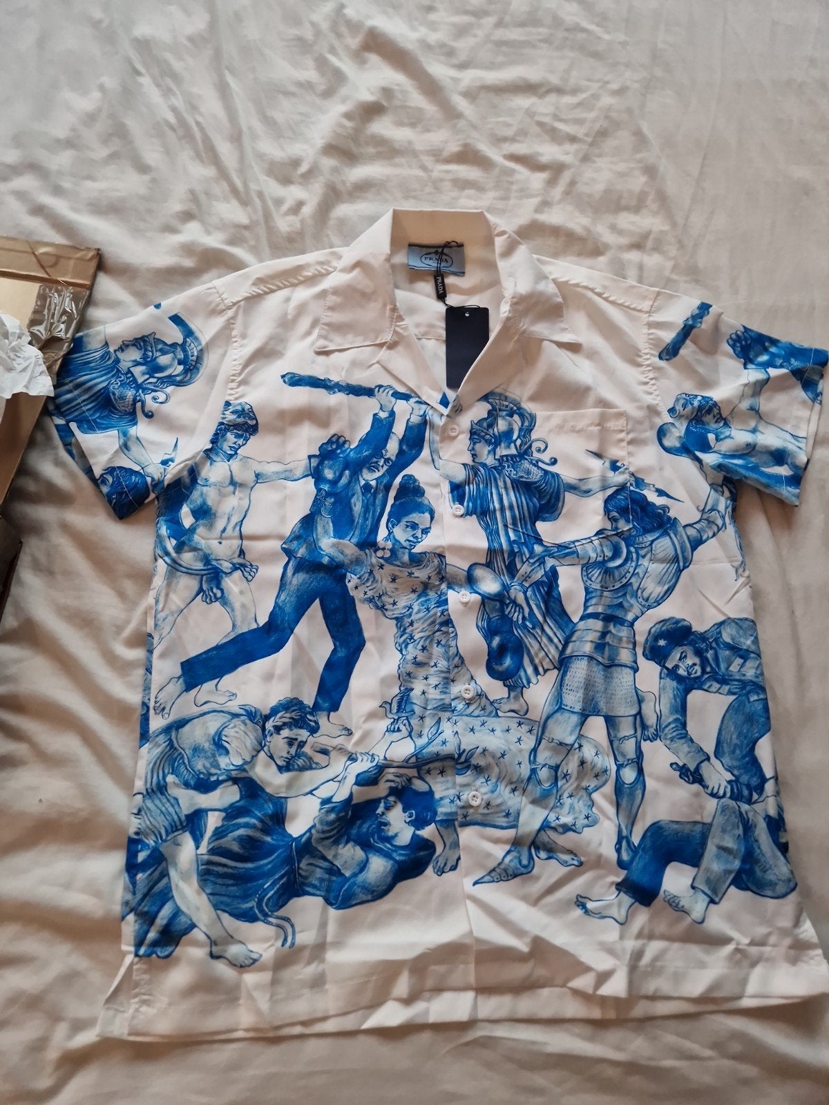 Prada Herenhemd Wit Maat L - Uniek Design, Kleding | Heren, Wit, Ophalen of Verzenden, Zo goed als nieuw, Halswijdte 41/42 (L)