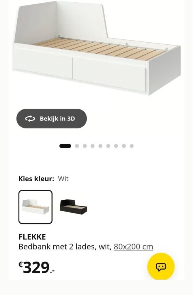 Ikea Bedbank met 2 lades, Huis en Inrichting, Ophalen, Wit, Tweepersoons, Zo goed als nieuw