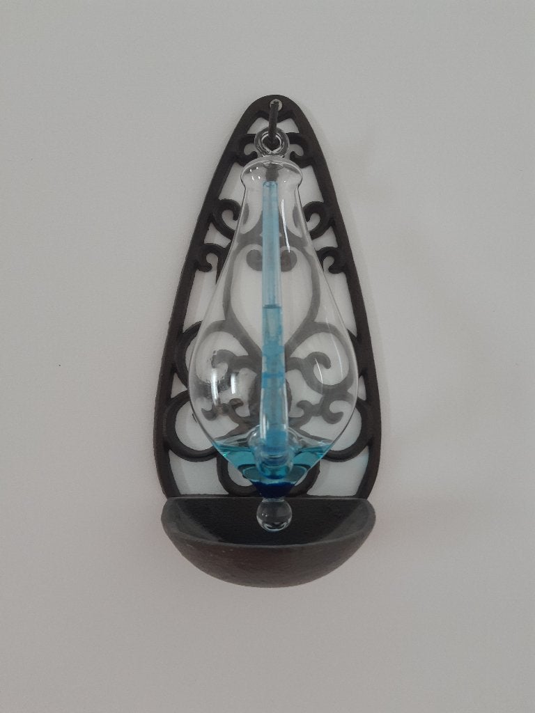 Donderglas in gietijzeren houder, Ophalen, Nieuw, Barometer
