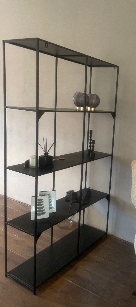 Metalen vakkenkast/stellingkast zwart (175 cm), Ophalen, Zo goed als nieuw