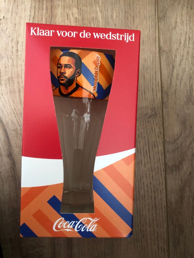 Coca-Cola glas Memphis Depay, Verzamelen, Ophalen of Verzenden, Nieuw, Overige sporten, Overige typen