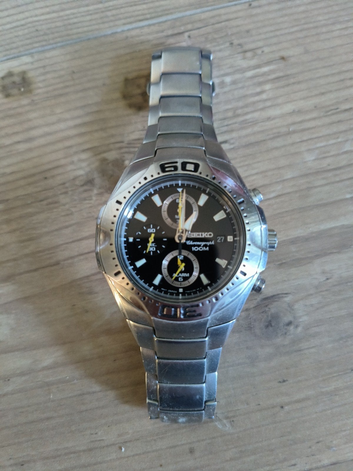 Seiko Chronograph 100M Herenhorloge - Roestvrij Staal, Sieraden, Tassen en Uiterlijk, Horloges | Heren, Gebruikt, Staal, Polshorloge