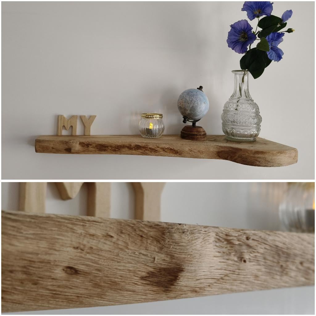 Wandplank eiken zwevend / hoekplank links-rechts 57,5cm #282, Houtatelier M.Y., Info@myhoutatelier.nl, Nieuw, Ophalen of Verzenden