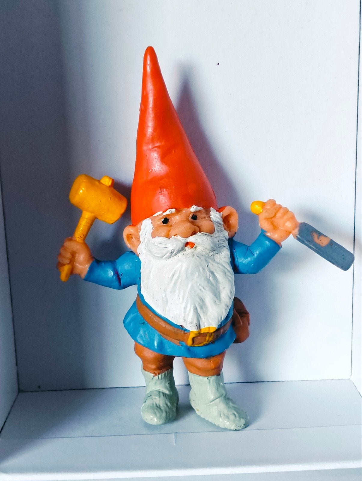 David de kabouter figuurtje met hamer en beitel/ gereedschap, Verzamelen, Ophalen of Verzenden, Gebruikt