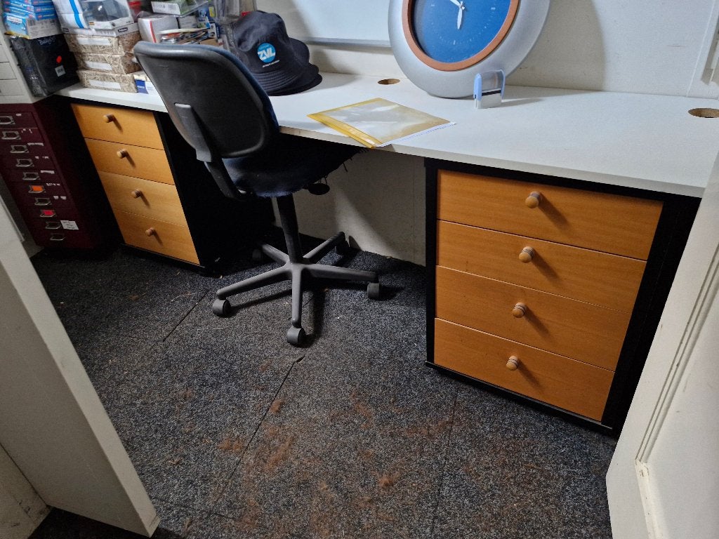 Ladenblok / bureaukast met 4 laden – beukenlook en zwart, Ophalen, Minder dan 50 cm, Zo goed als nieuw, 3 of 4 laden