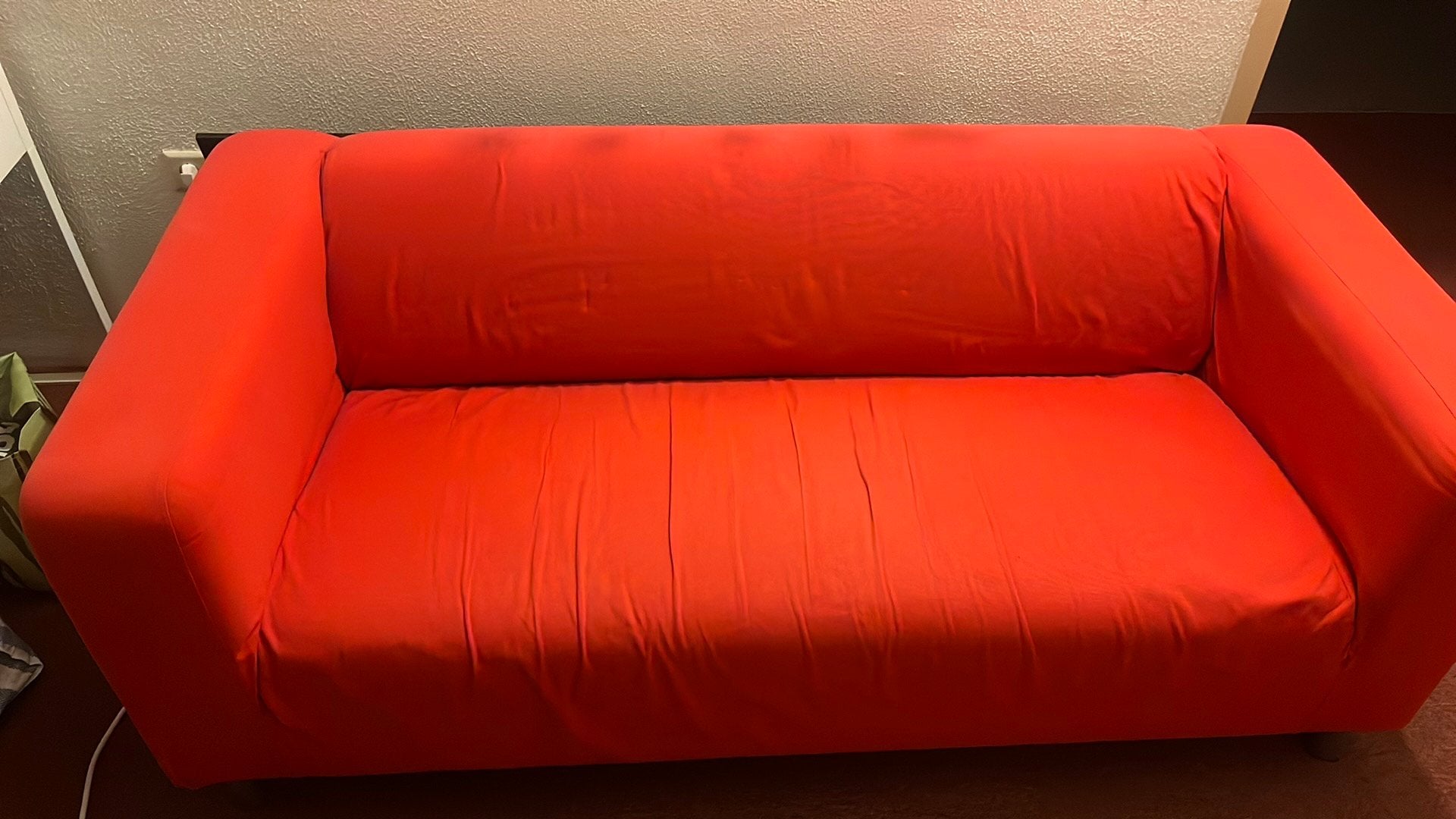 Rode bank kleine 3 zits, Ophalen, Gebruikt, 150 tot 200 cm, Tweepersoons