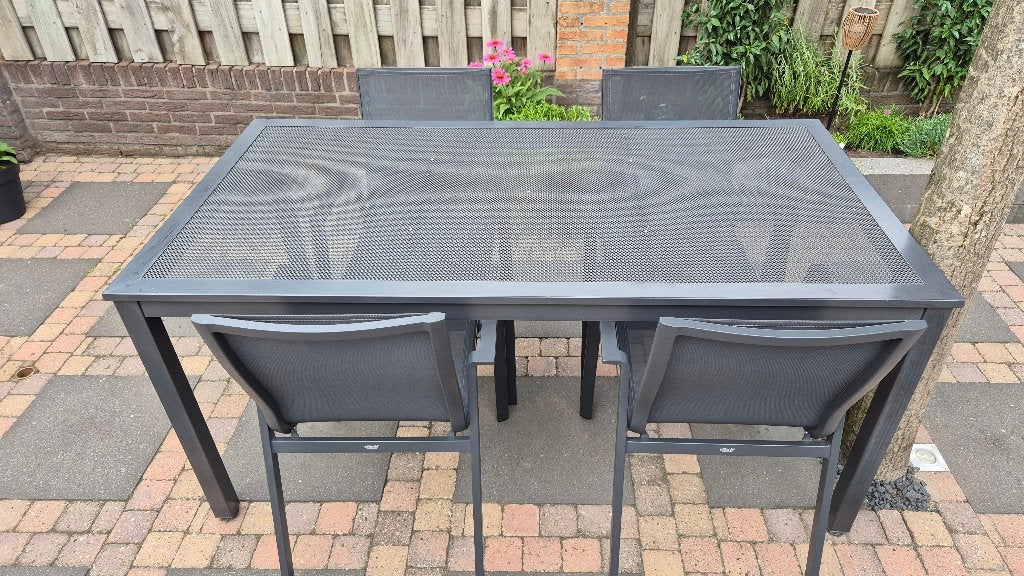 tuintafel aluminium antraciet 170x89, Ophalen, Gebruikt, Rechthoekig, Aluminium