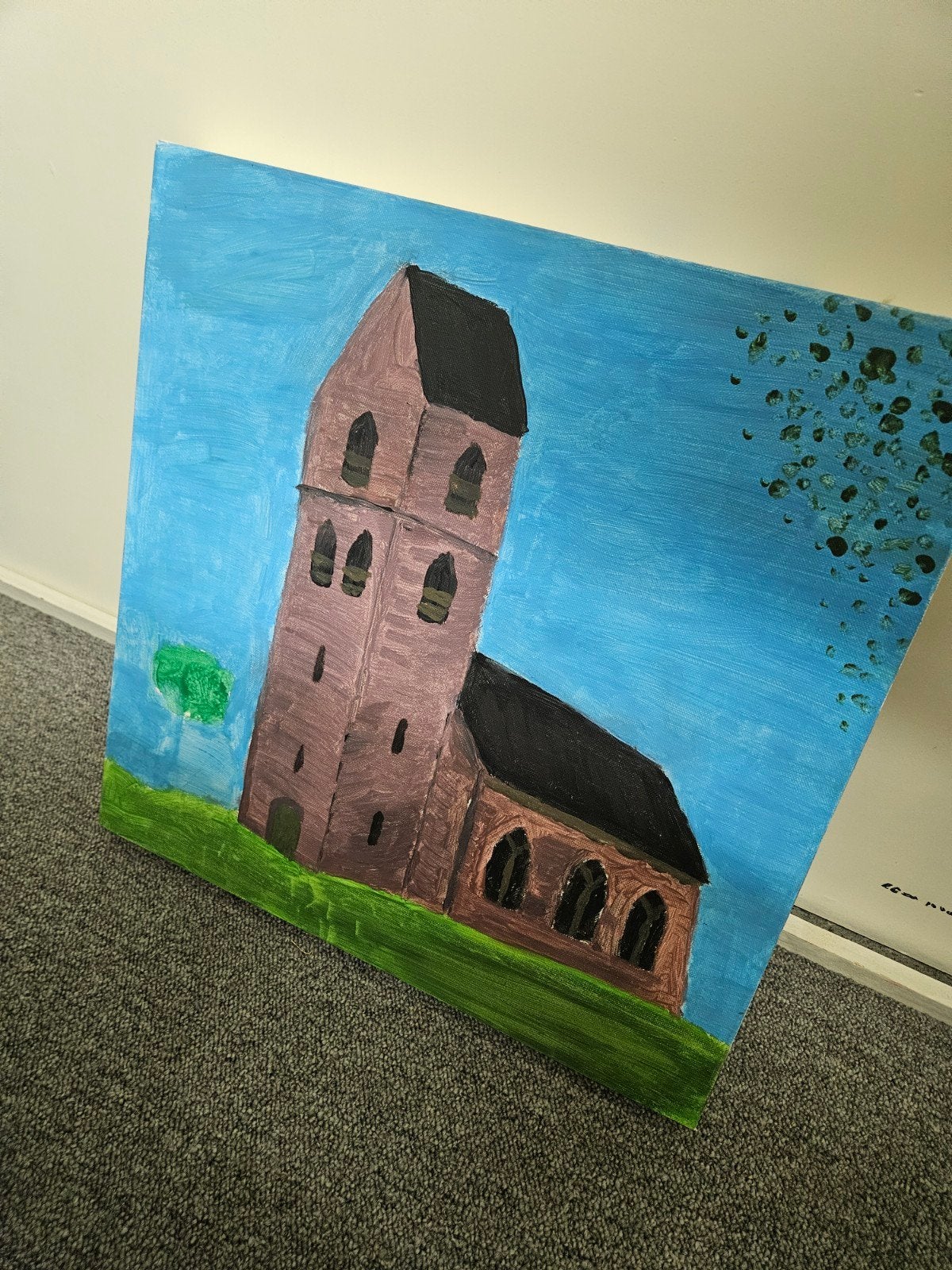 Schilderij Kerkje, Antiek en Kunst, Ophalen of Verzenden