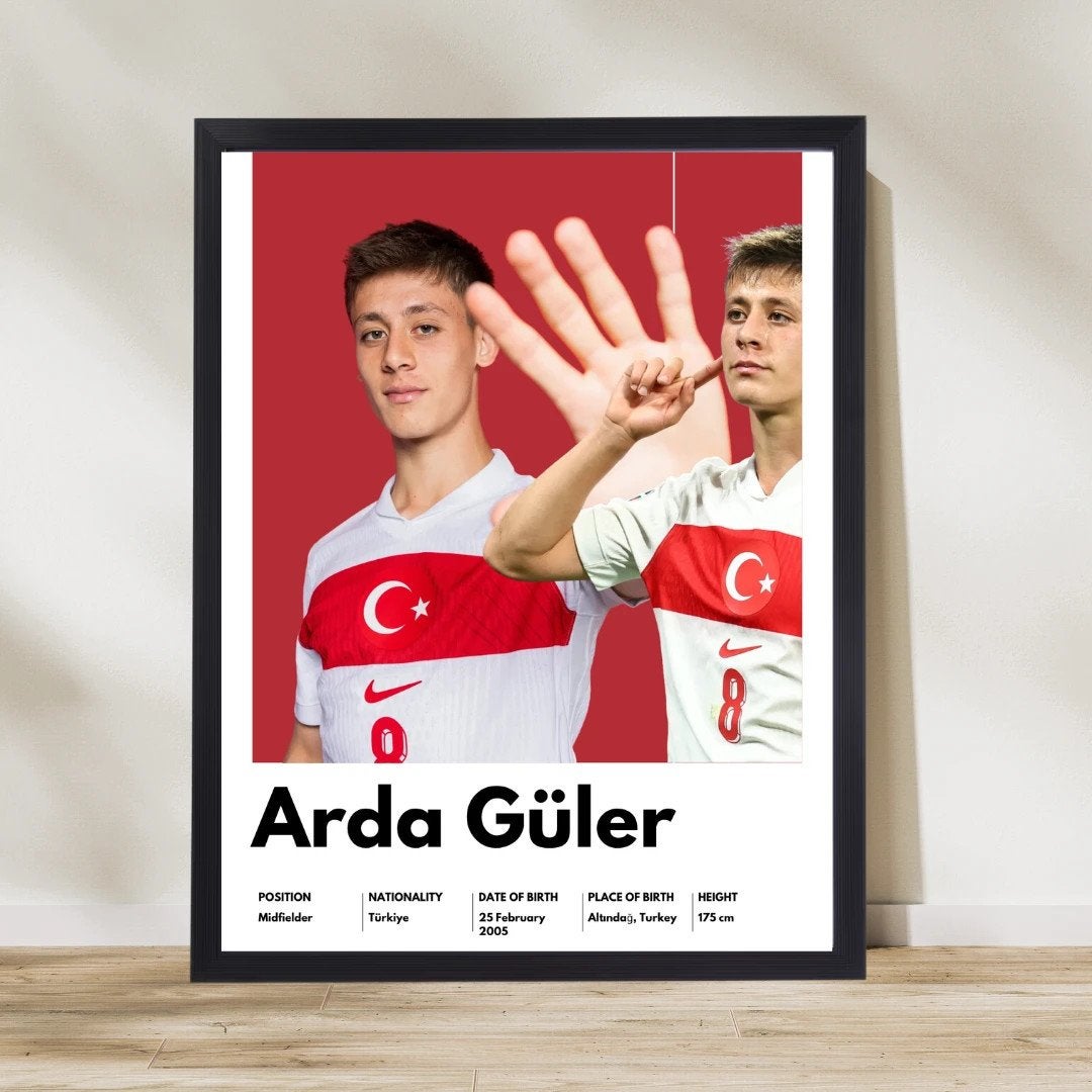 Arda Güler A4 Voetbal Poster – Turkse Voetballer Muurdecorat, Ophalen of Verzenden