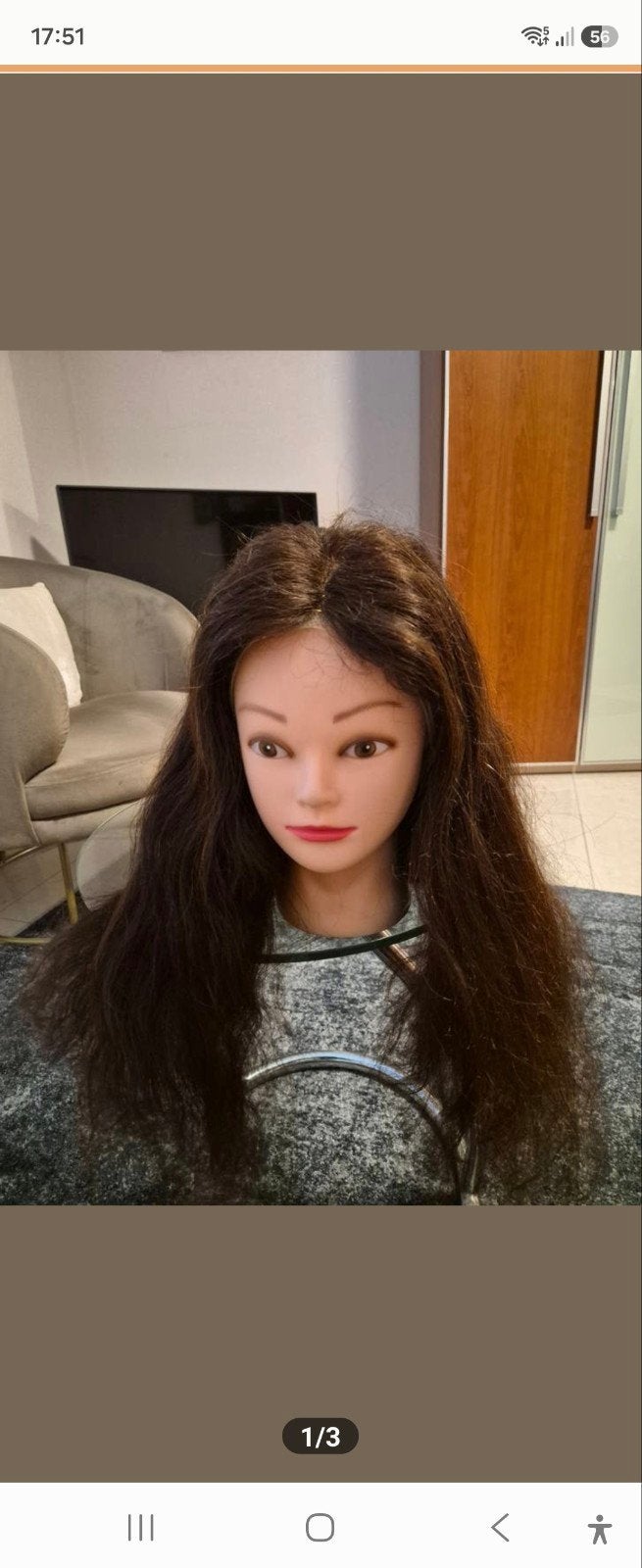 Donkerbruine lace wig echt haar pruik haarwerk, Verzenden, Nieuw, Pruik of Haarverlenging