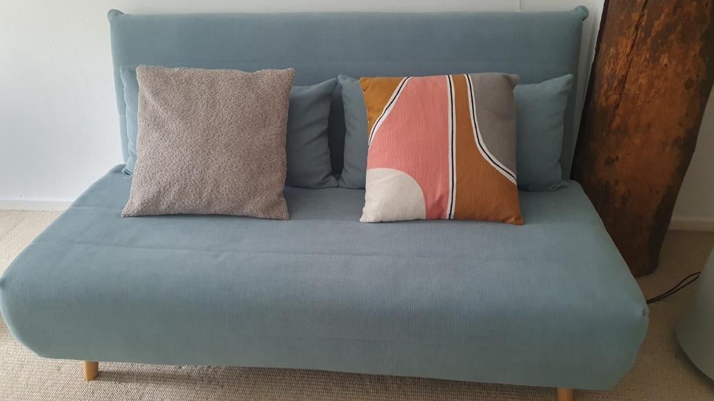 Maison du Monde slaapbank Nio - Grijs/Blauw, Ophalen, Grijs, Tweepersoons, 140 cm