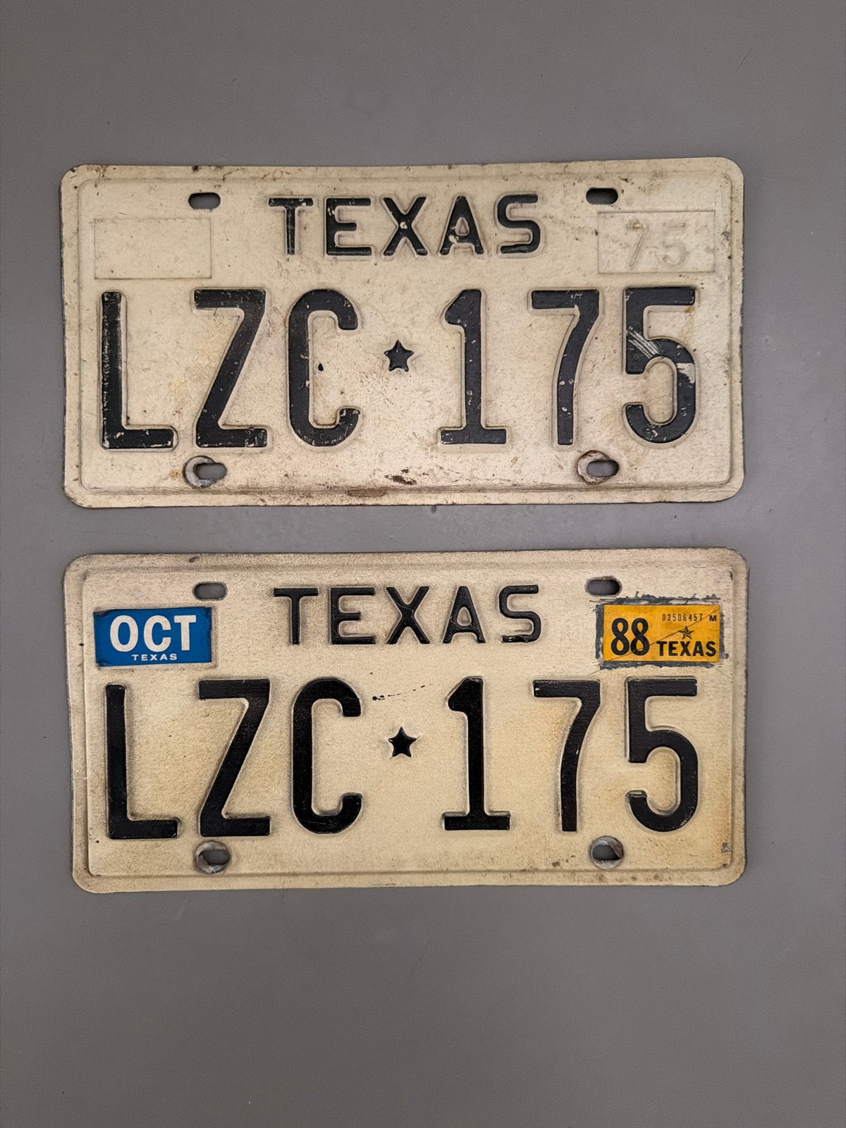 Vintage Texas Kentekenplaten - LZC-175 (Set van 2), Ophalen of Verzenden, Gebruikt, Auto's