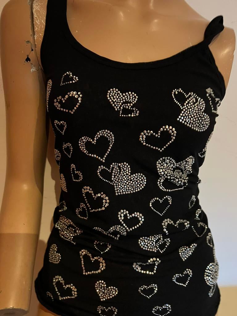 BLUMARINE top met STRASS maat S it 42 origineel ZGAN, Blumarine, F, Zwart, B