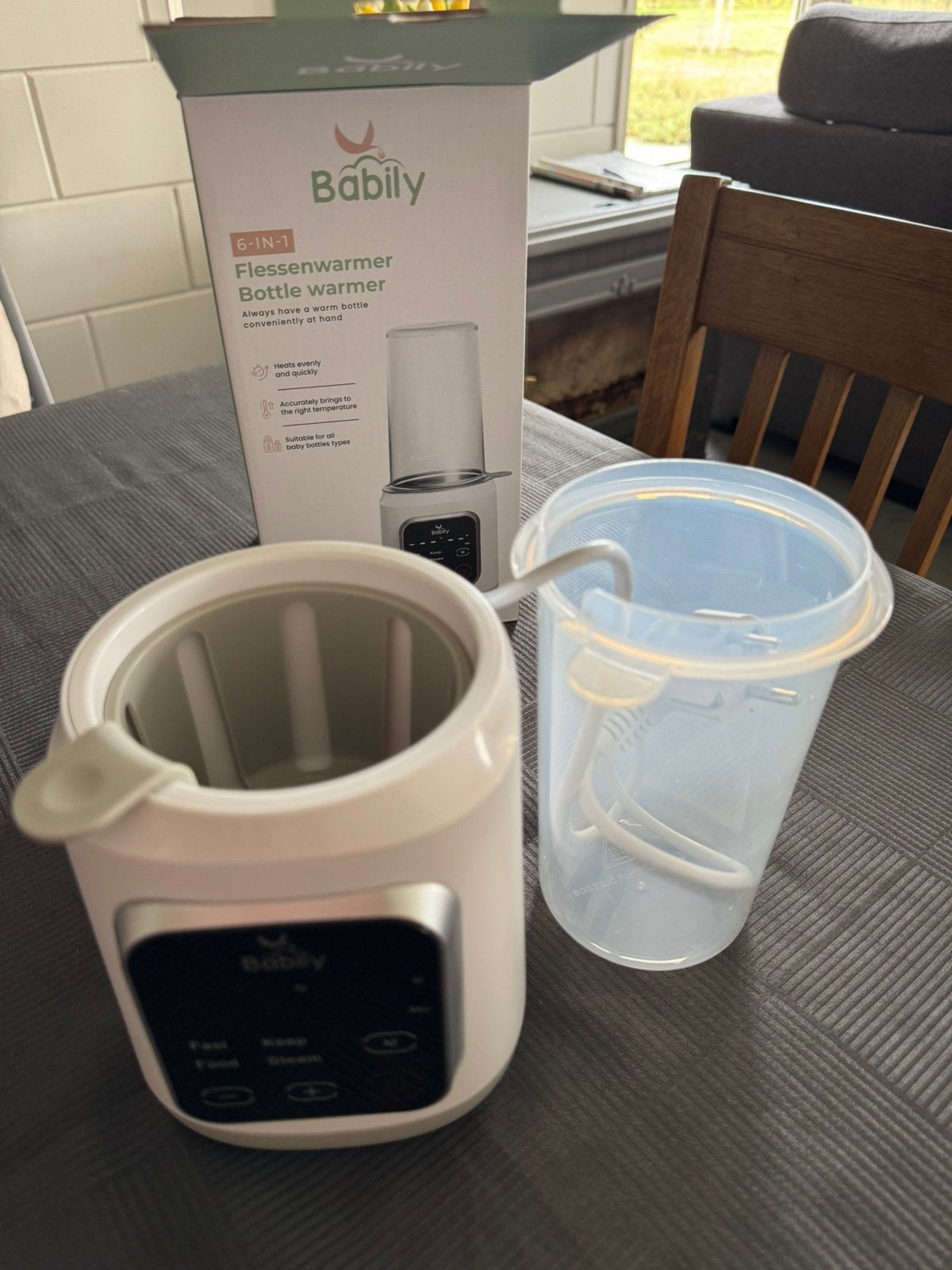 Babily flessenwarmer, Kinderen en Baby's, Stoomfunctie, Ophalen of Verzenden, Zo goed als nieuw, Flessen- of potjesverwarmer