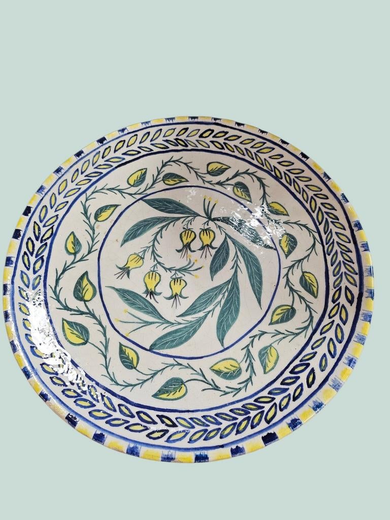 Handgeschilderd Keramisch Sierbord met Bloemenmotief, Antiek en Kunst, Antiek | Keramiek en Aardewerk, Ophalen