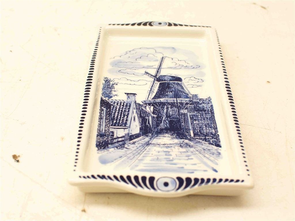 Porseleinen Delfts schaaltje met prent van een molen 37965, Ophalen of Verzenden, Gebruikt, Aardewerk, Bord(en)