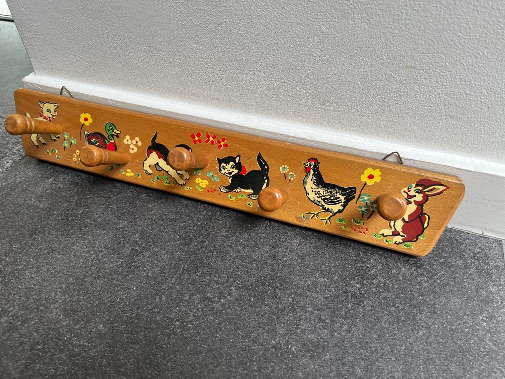 Vintage kinder kapstokje met dieren kapstok, Ophalen of Verzenden, Gebruikt, Wanddecoratie