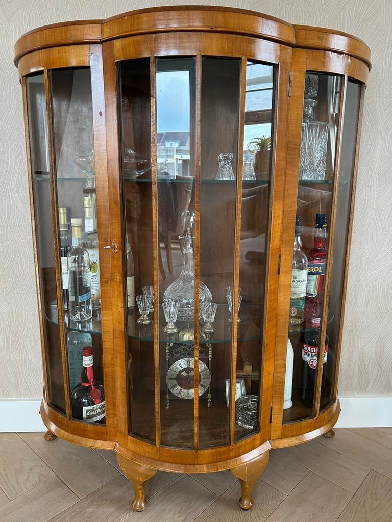 Art-deco vitrine/drank kastje uit circa 1930, Huis en Inrichting, Kasten | Vitrinekasten, Zo goed als nieuw, 100 tot 150 cm, 50 tot 100 cm