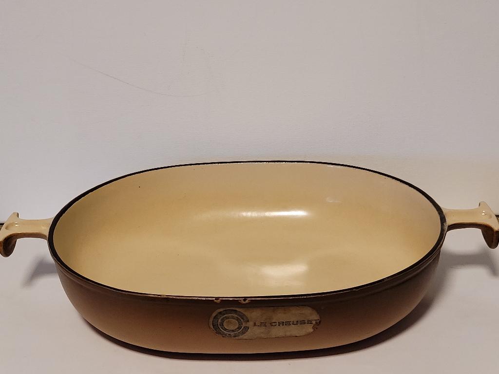 LE CREUSET Enzo Mari OVENSCHAAL / Oven Schaal 29 cm, Gebruikt, Gietijzer, Verzenden, Keramische plaat