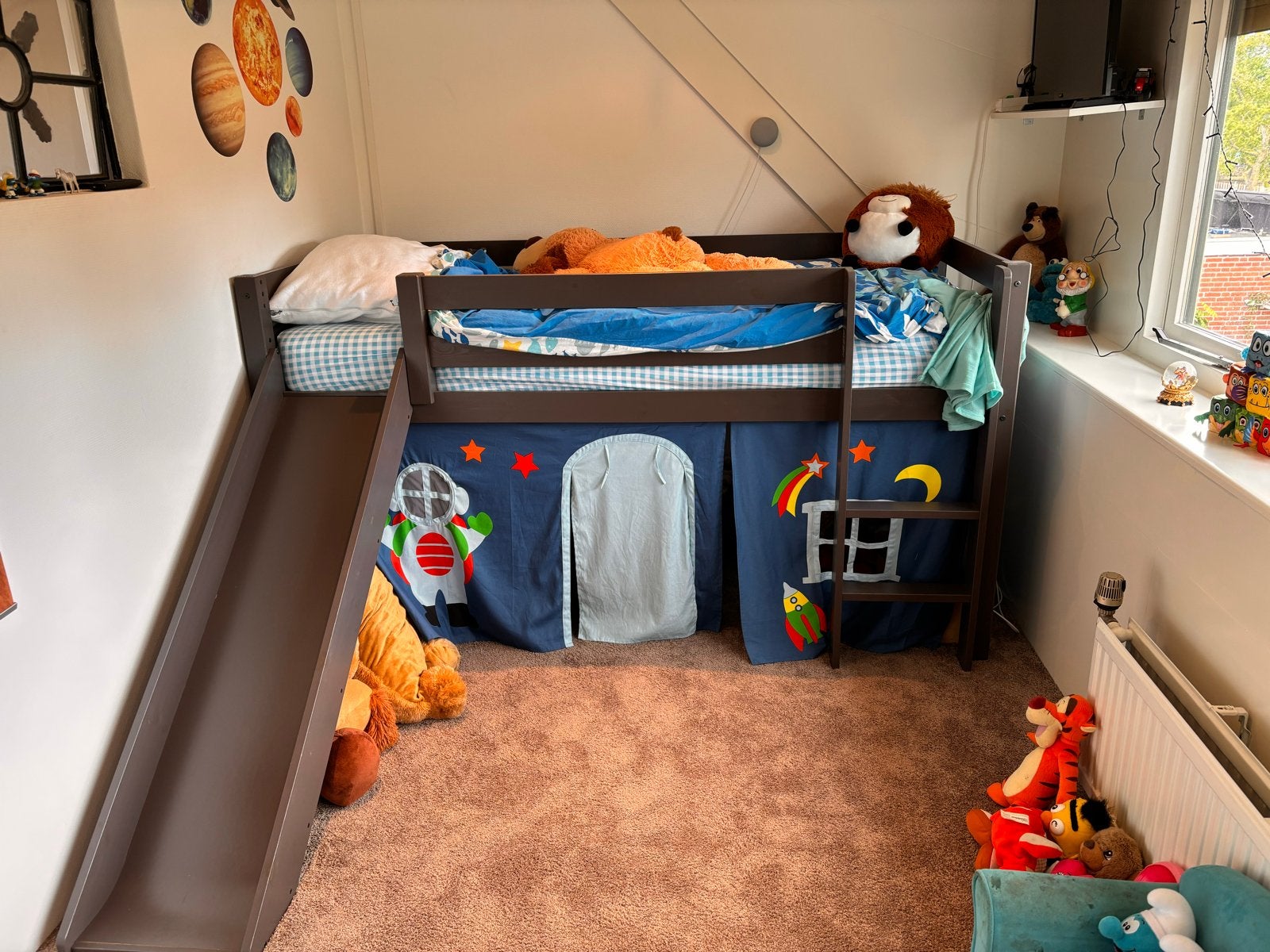 Halfhoogslaper met glijbaan - Zo goed als nieuw!, Ophalen, 100 cm, Eenpersoons, 210 cm