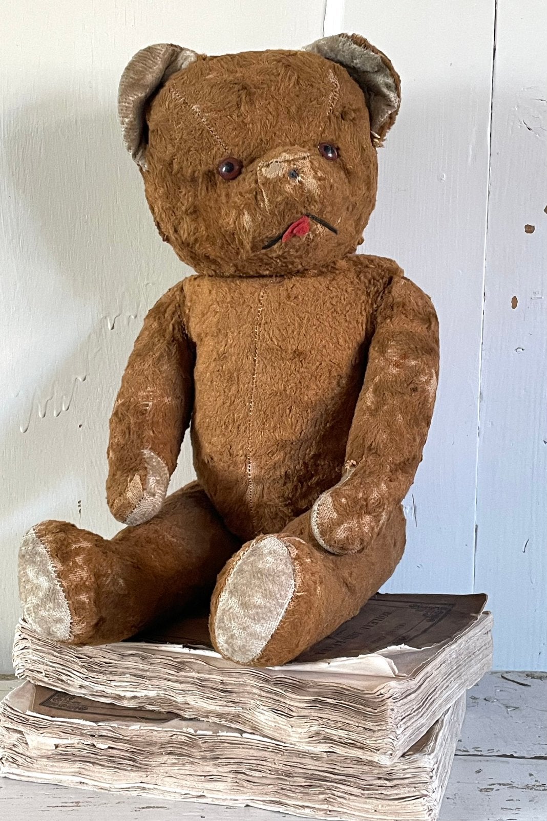 Brocante oude beer stro gevuld 47 cm, Antiek en Kunst, Curiosa en Brocante, Ophalen of Verzenden