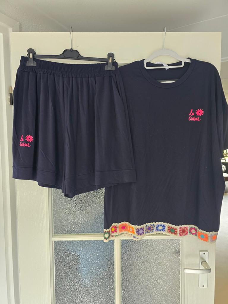 Nieuw 2delig set travel Donkerblauw neon 40 42 44, Kleding | Dames, Ophalen of Verzenden, Nieuw, Maat 42/44 (L), Blauw