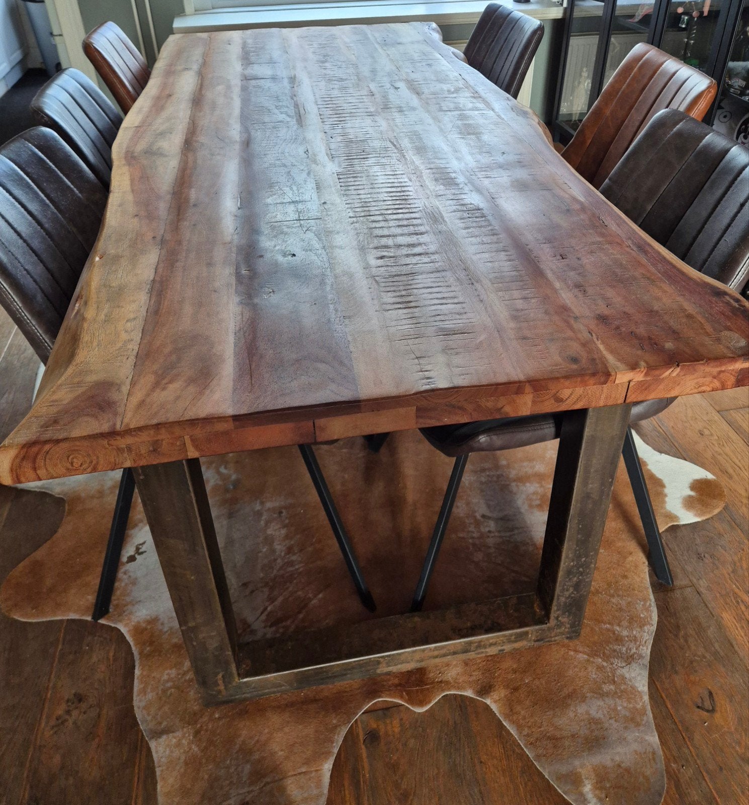 Boomstam eettafel, Ophalen, Gebruikt, 200 cm of meer, 50 tot 100 cm