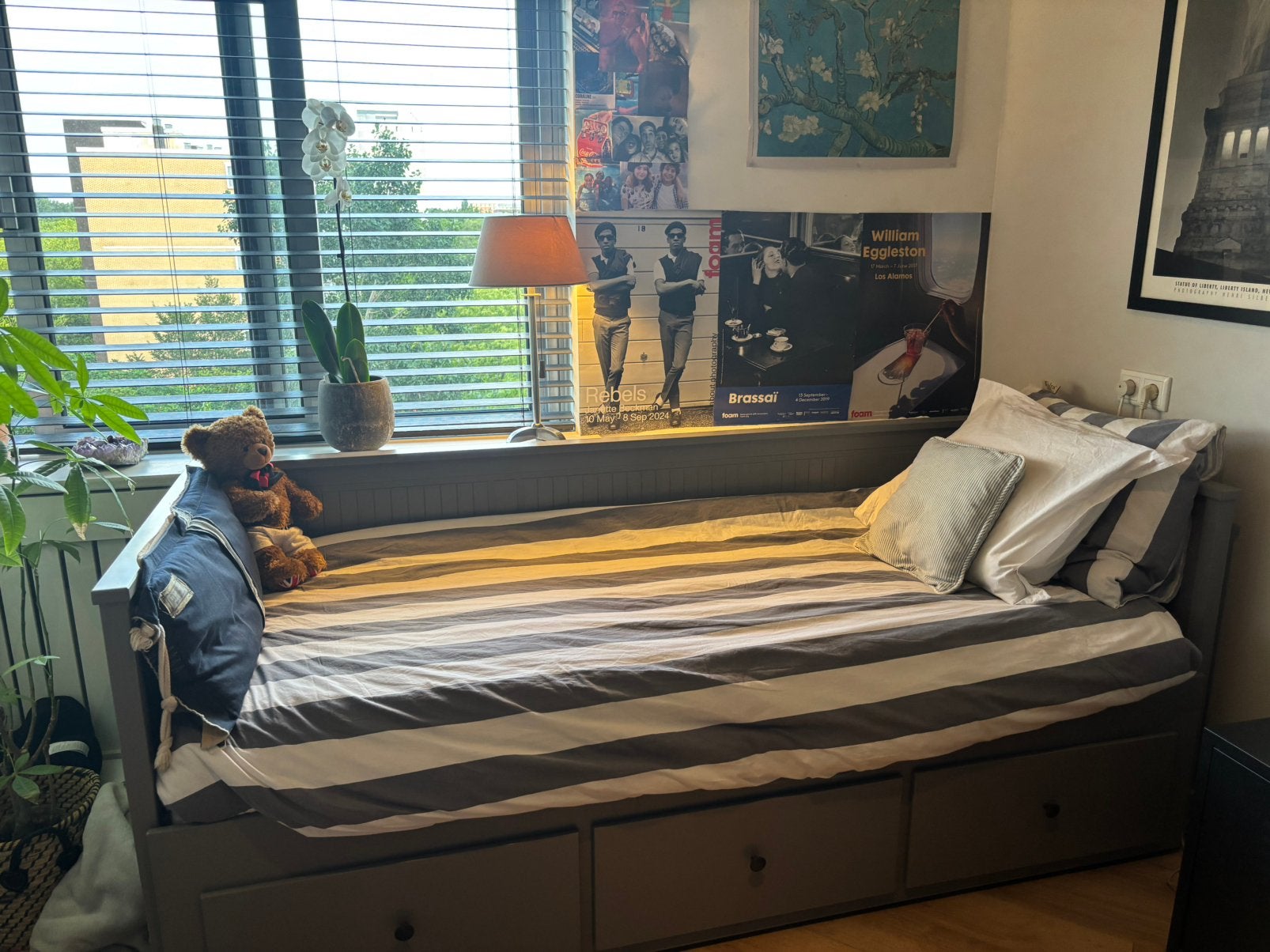 Hemnes bedbank, Ophalen, Tweepersoons, Zo goed als nieuw, 80 cm
