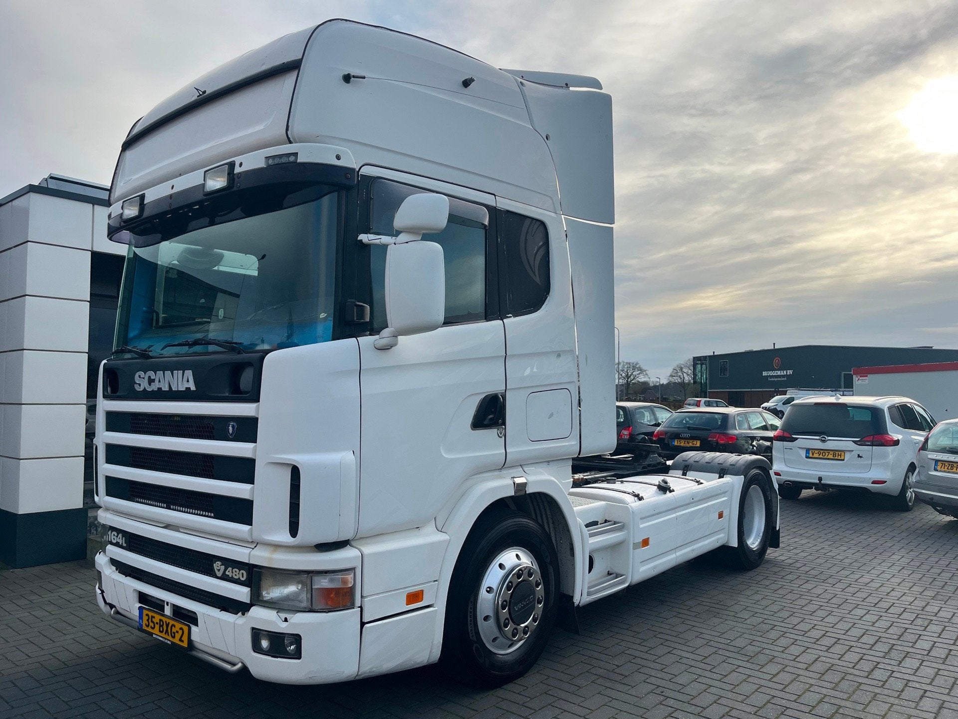 Scania R164 LA 4X2 NA 480 Topline Opticruise Retarder 2001, Auto's, Automaat, Stof, Zwart, Scania