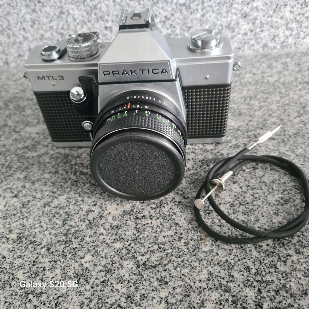 Praktica MTL3 camera met Pallas Magenta lenzen en tas, Ophalen of Verzenden, Gebruikt, Standaardlens