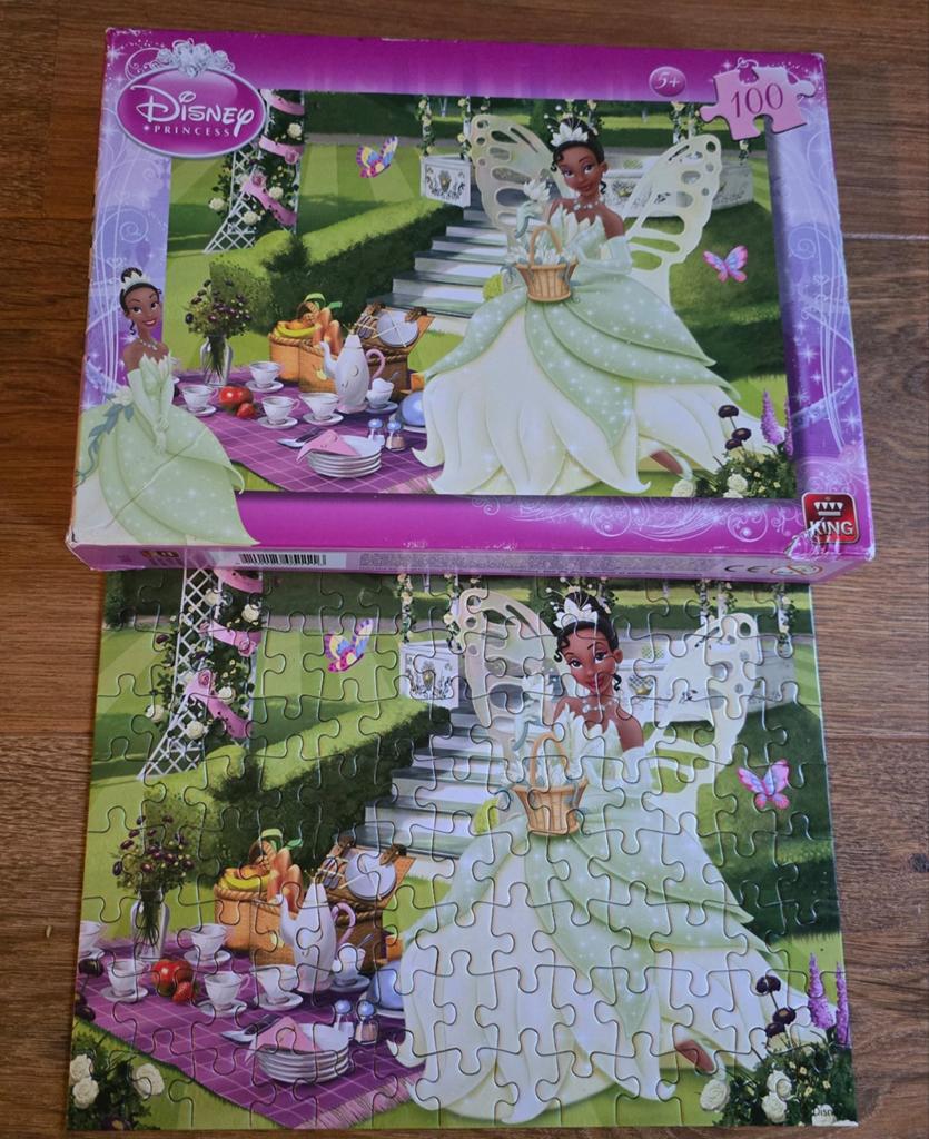 5 leuke puzzels (Peppa Pig 4x, Disney prinses Tiana 1x), Ophalen, Meer dan 50 stukjes, Zo goed als nieuw, 4 tot 6 jaar