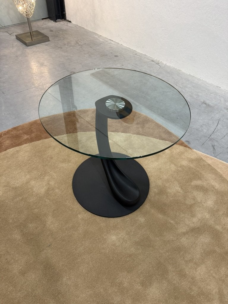Fiam bijzettafel glas 60x60cm, 45 tot 60 cm, Gebruikt, Rond, Glas