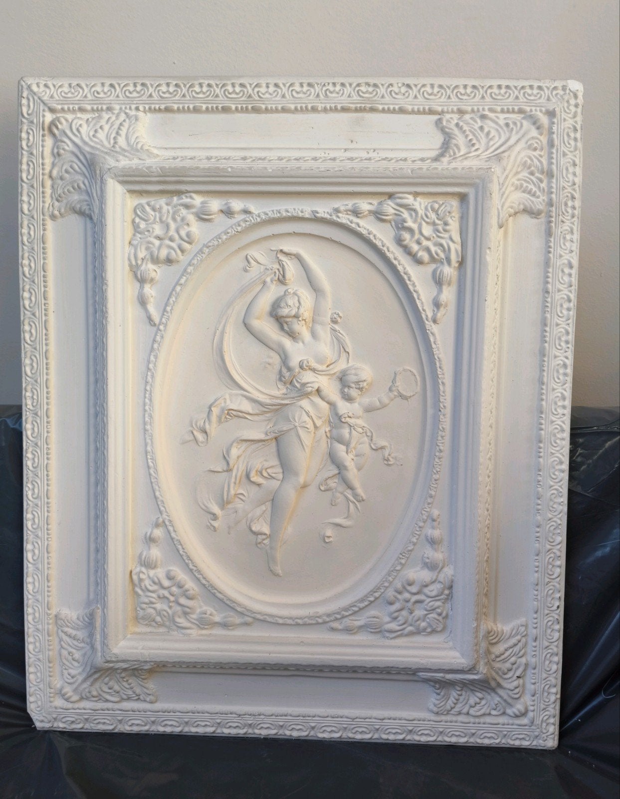 Klassiek Reliëf Wandpaneel – Gipsen wandbord (53x44 cm), Ophalen of Verzenden, Wit