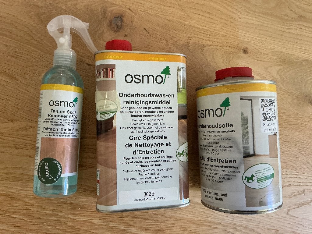 Osmo vloerolie onderhoudsplicht en onderhoudswas, Ophalen of Verzenden, Gebruikt, Wit, Beits