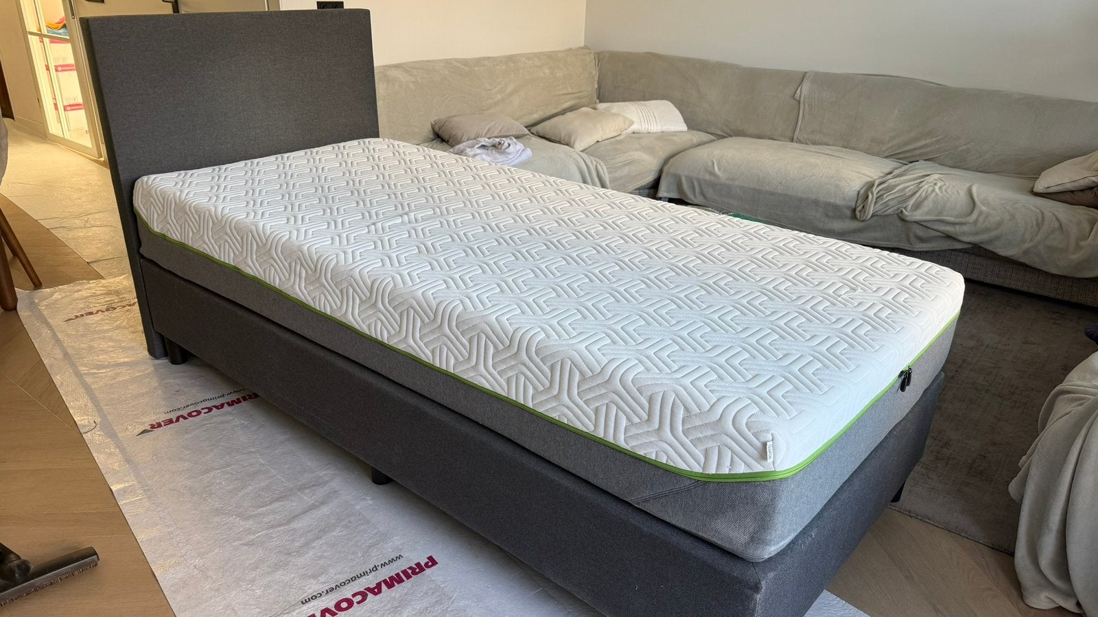 Tempur 1 persoons boxspring, Huis en Inrichting, Slaapkamer | Bedden, Ophalen, 100 cm, Eenpersoons, Zo goed als nieuw