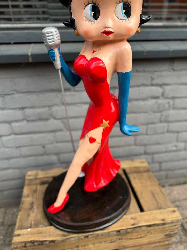 Groot Betty Boop Beeld - Zangeres in Rode Jurk, Ophalen, Zo goed als nieuw, Mens