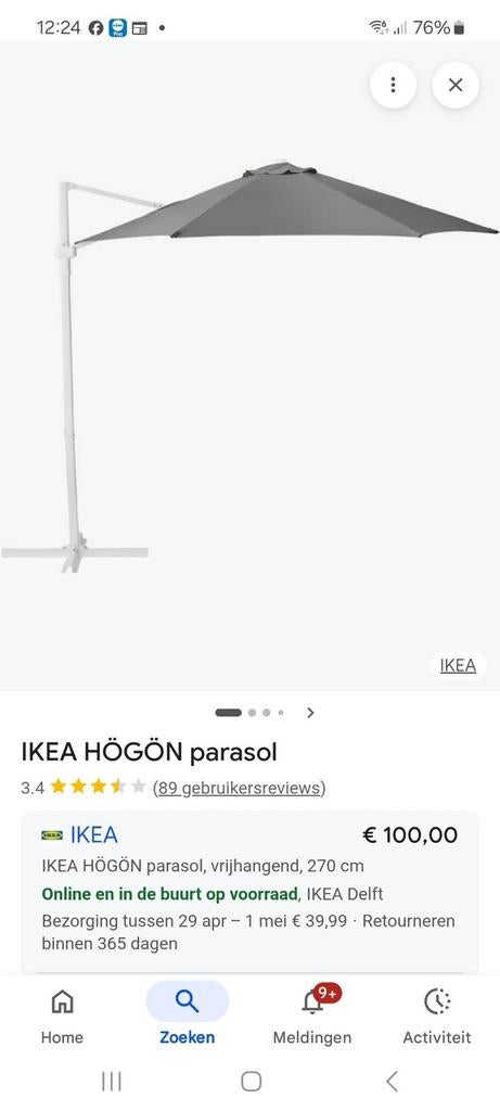 Nieuwe zweef parasol, Tuin en Terras, Parasols, Ophalen of Verzenden, Nieuw
