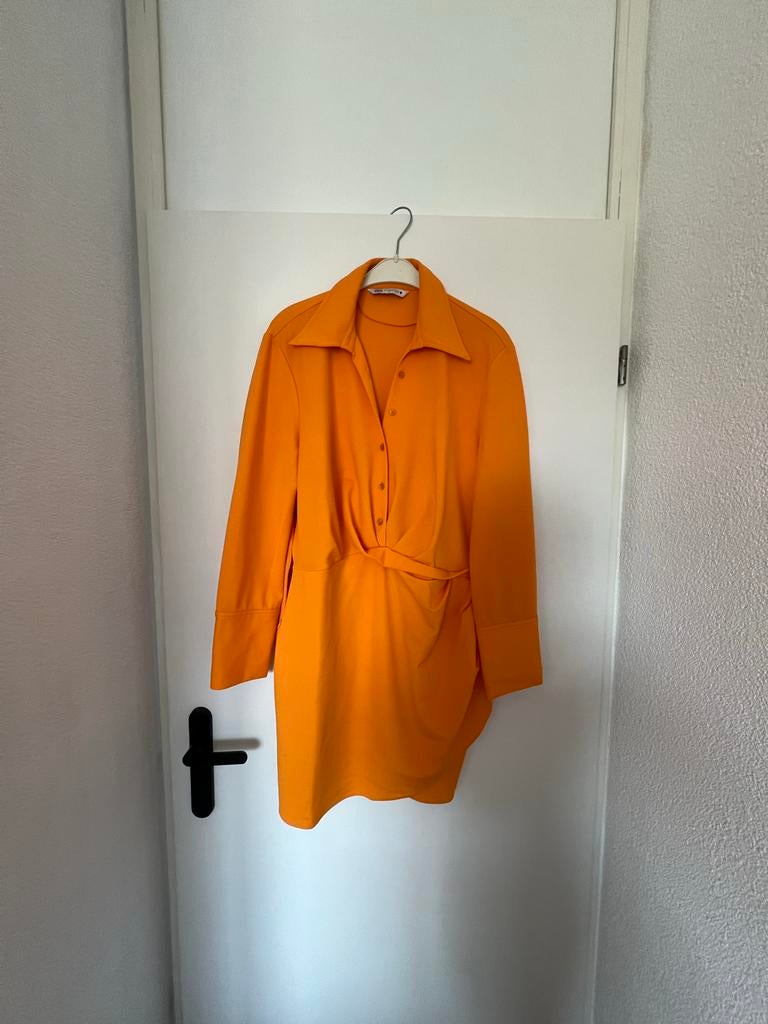 Oranje Zara jurk, Kleding | Dames, Jurken, Zo goed als nieuw, Maat 46/48 (XL) of groter, Oranje, Boven de knie, Ophalen of Verzenden
