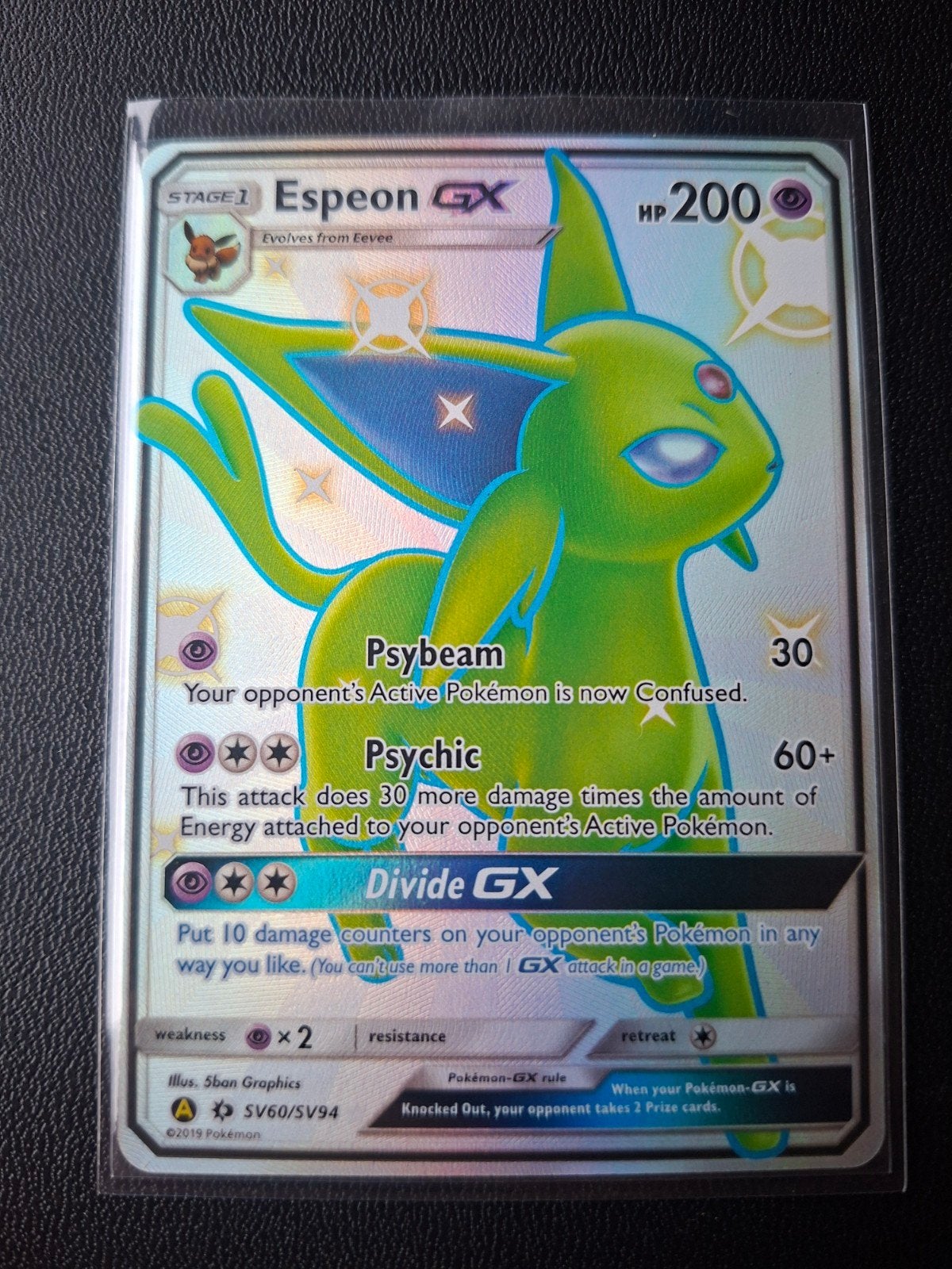 Espeon GX SV60/SV94 Shiny Vault Pokémon Kaart, Ophalen of Verzenden, Zo goed als nieuw, Losse kaart, Foil