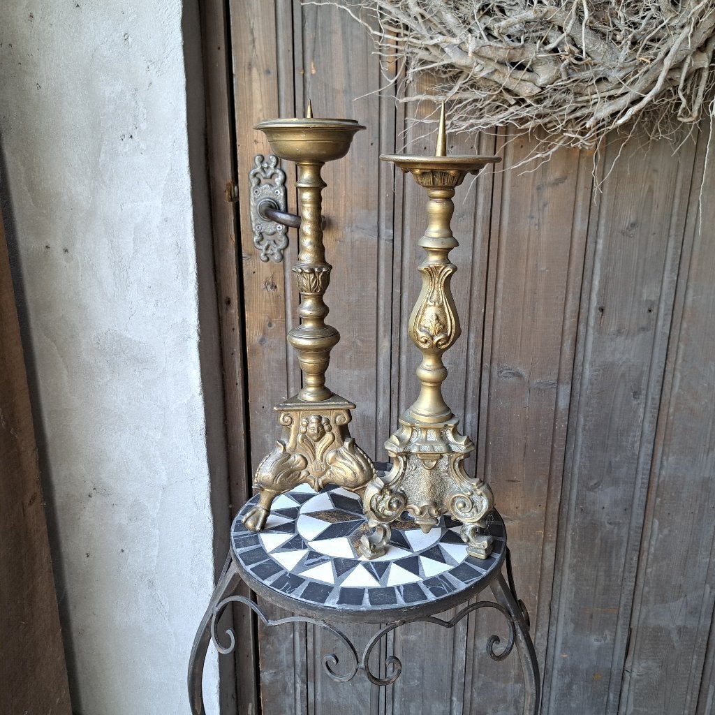 1x Oude brocante koperen kerkkandelaar kandelaar *Etage3*, Gebruikt, ., Ophalen of Verzenden, .