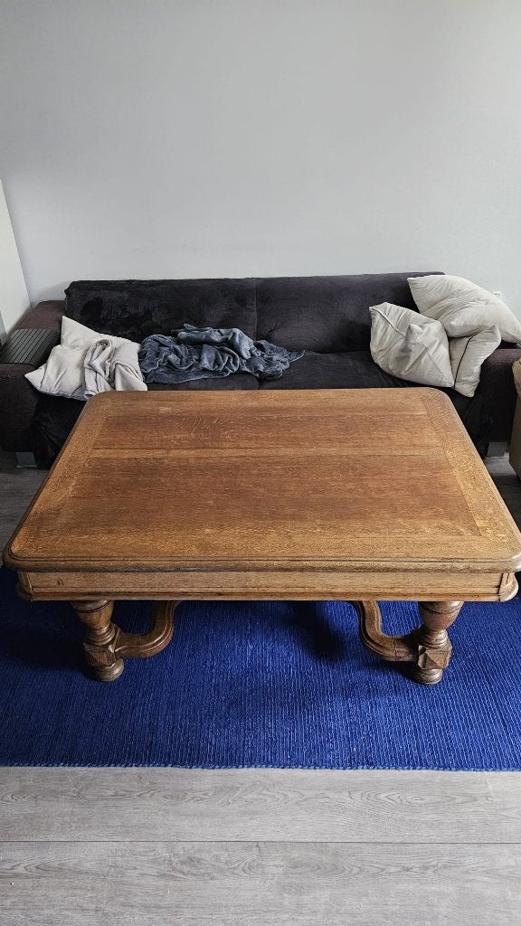 Ronde salontafel op bielzen onderstel - 100cm diameter, Huis en Inrichting, Tafels | Salontafels, Ophalen, 50 – 75, Gebruikt, 100 tot 150 cm