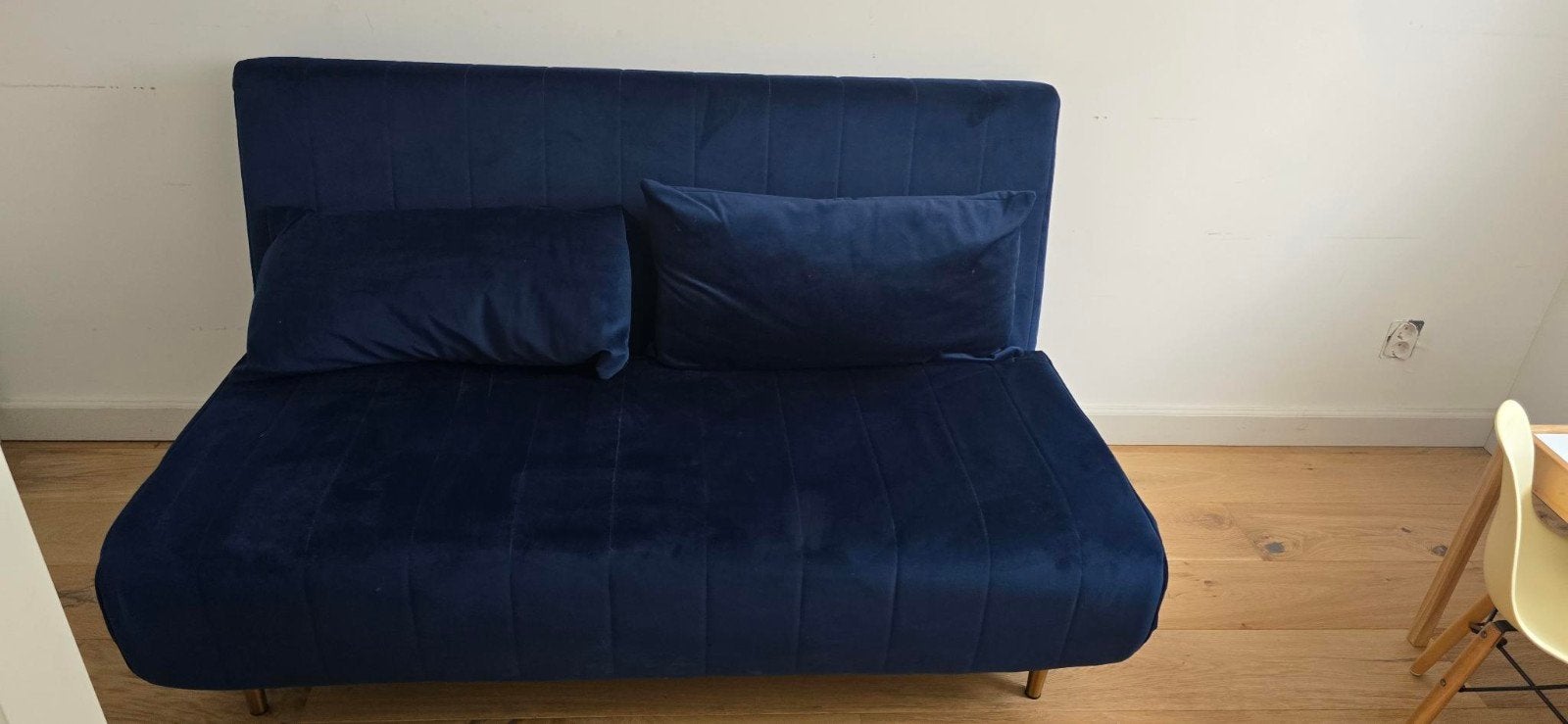 MADE Slaapbank Velvet Blauw - Goede Staat, Ophalen, Blauw, Tweepersoons, 140 cm
