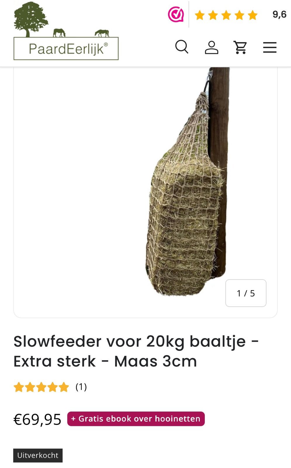 2 grote hooinetten maas 3cm, Dieren en Toebehoren, Ophalen of Verzenden